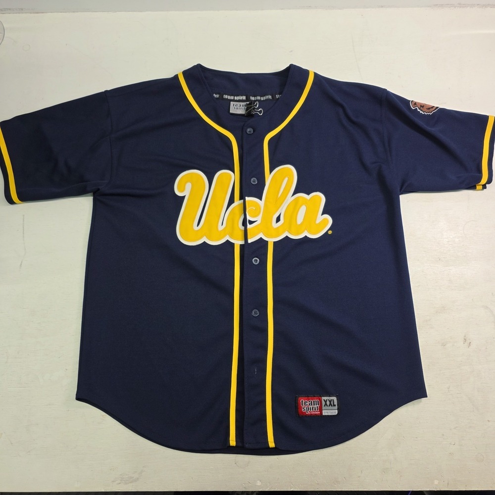 Vintage Team Spirit UCLA Bruins Stitched Blue Baseball NCAA Jersey Men's 2XL EUC